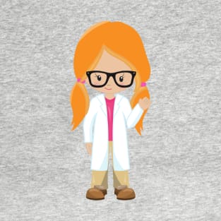 Science Girl, Scientist, Cute Girl, Orange Hair T-Shirt